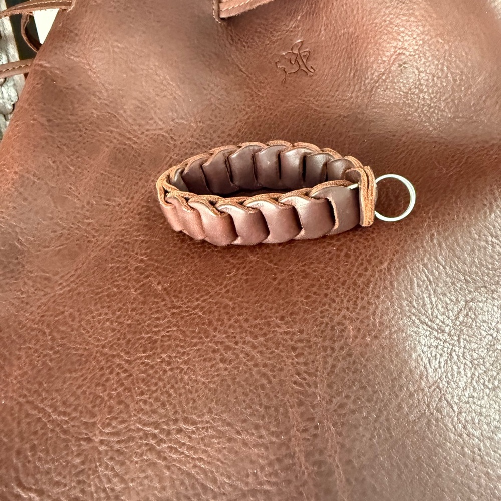 Retired LOVE 41 CHESTNUT Braided Leather Key Bracelet